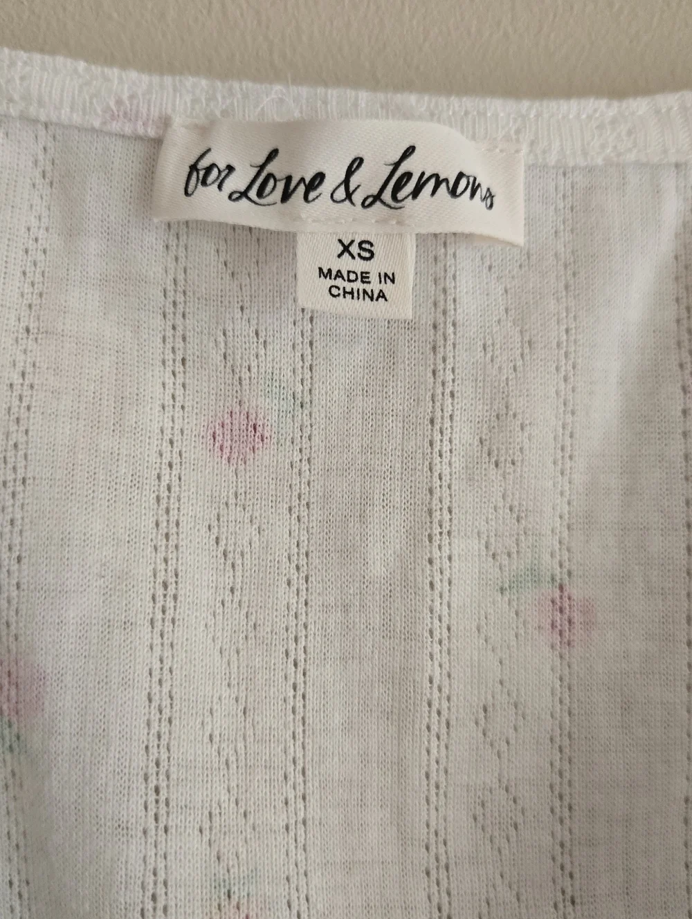 For Love And Lemons Blossom Pointelle Matching Set Pajama Top & Shorts White XS